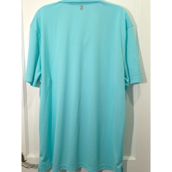 Izod Golf Aqua Blue Polo Shirt XL Ribbed Texture Mens Short Sleeve - Picture 10 of 12